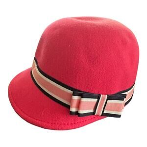 Girls Janie And Jack Pink Brimmed Hat with ribbon